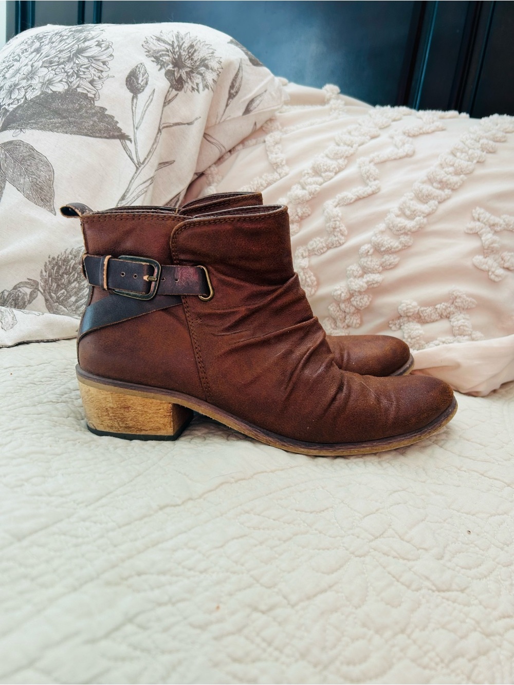 BareTraps Brown Buckle Ankle Boots